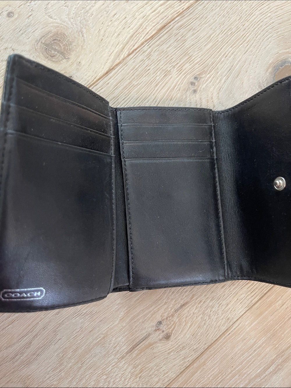 COACH Black Signature Wallet with Metallic Trim - Picture 4 of 5